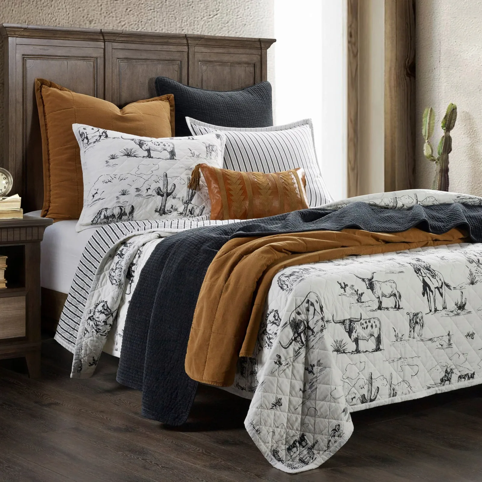 Paseo Road HiEnd Accents King Ranch Life Western Toile Reversible Quilt Set - Image 2