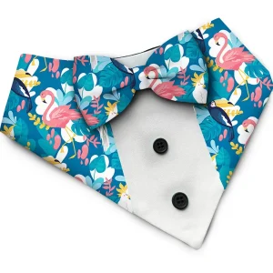 PawsIndia Flamingo Pattern Tuxedo Bandana for Dog and Cats