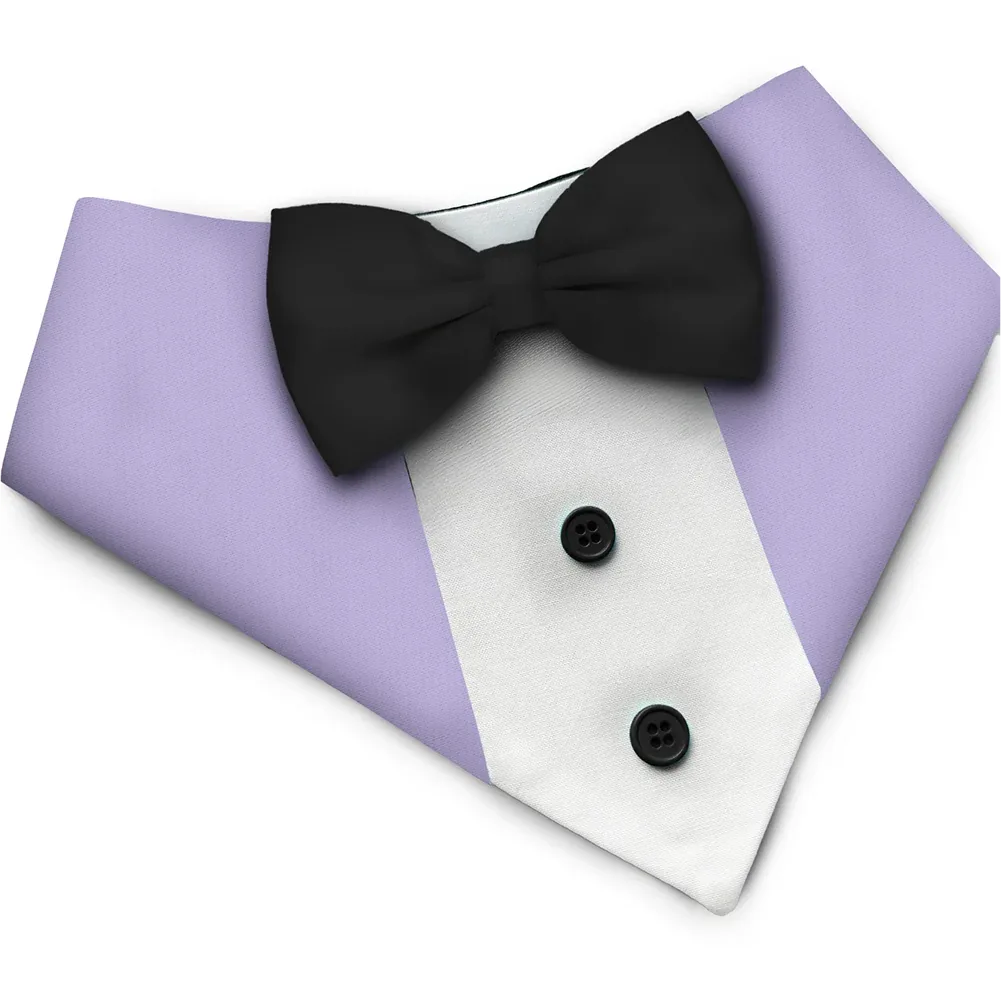 PawsIndia Lilac Tuxedo Bandana with Black Bow for Dogs and Cats