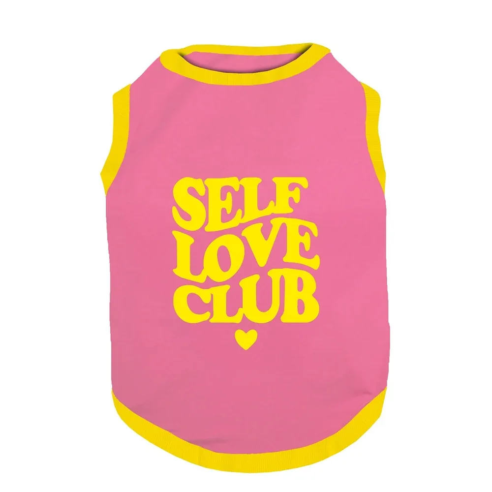 PawsIndia Self Love Club Printed with Ribbed Sleeves TShirt for Dogs (Pink) - Image 2