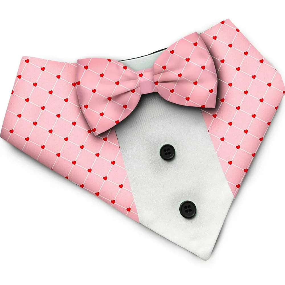 PawsIndia Valentines Edition Checks with Hearts Printed Tuxedo for Dogs and Cats