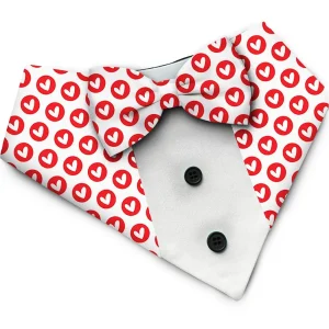PawsIndia Valentines Edition Heart Printed Tuxedo for Dogs and Cats (Red)