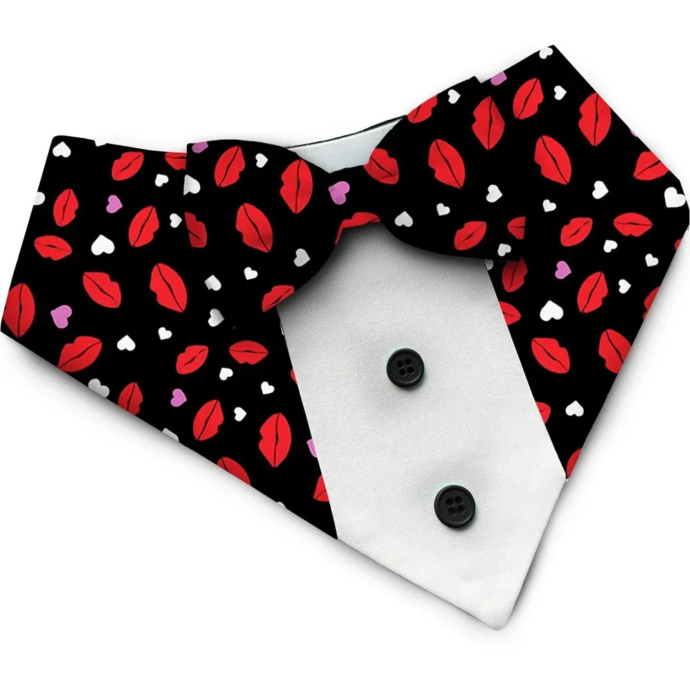 PawsIndia Valentines Edition Kisses with Hearts Printed Tuxedo for Dogs and Cats