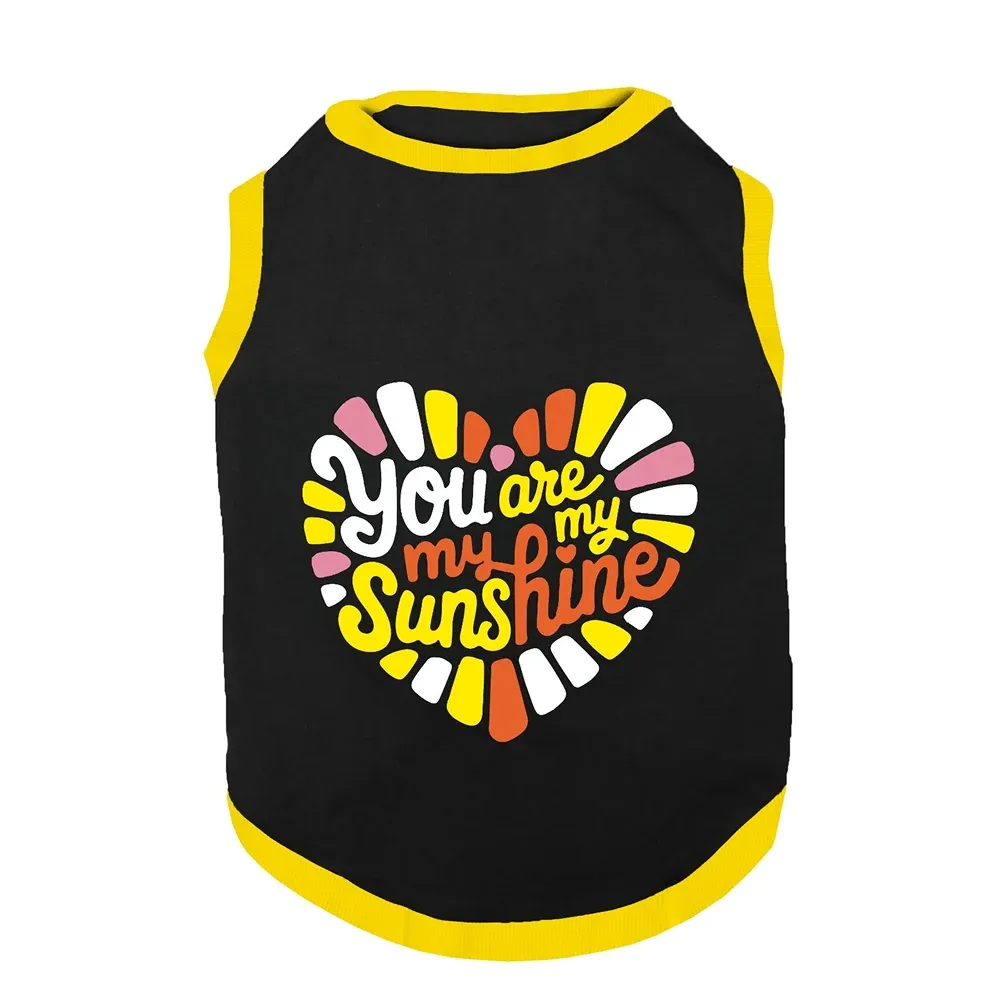 PawsIndia You Are My Sunshine Printed with Ribbed Sleeves TShirt for Dogs (Black) - Image 2