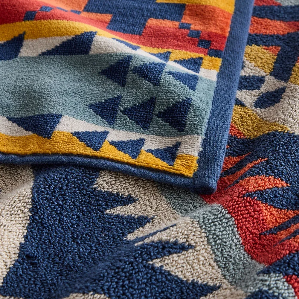Pendleton Woolen Mills Inc. Nehalem Navy Oversized Jacquard Spa Towel - Image 2