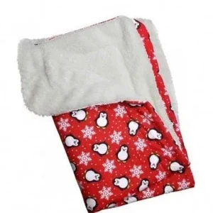 Penguins & Snowflakes Flannel-Ultra-Plush Blanket - Red