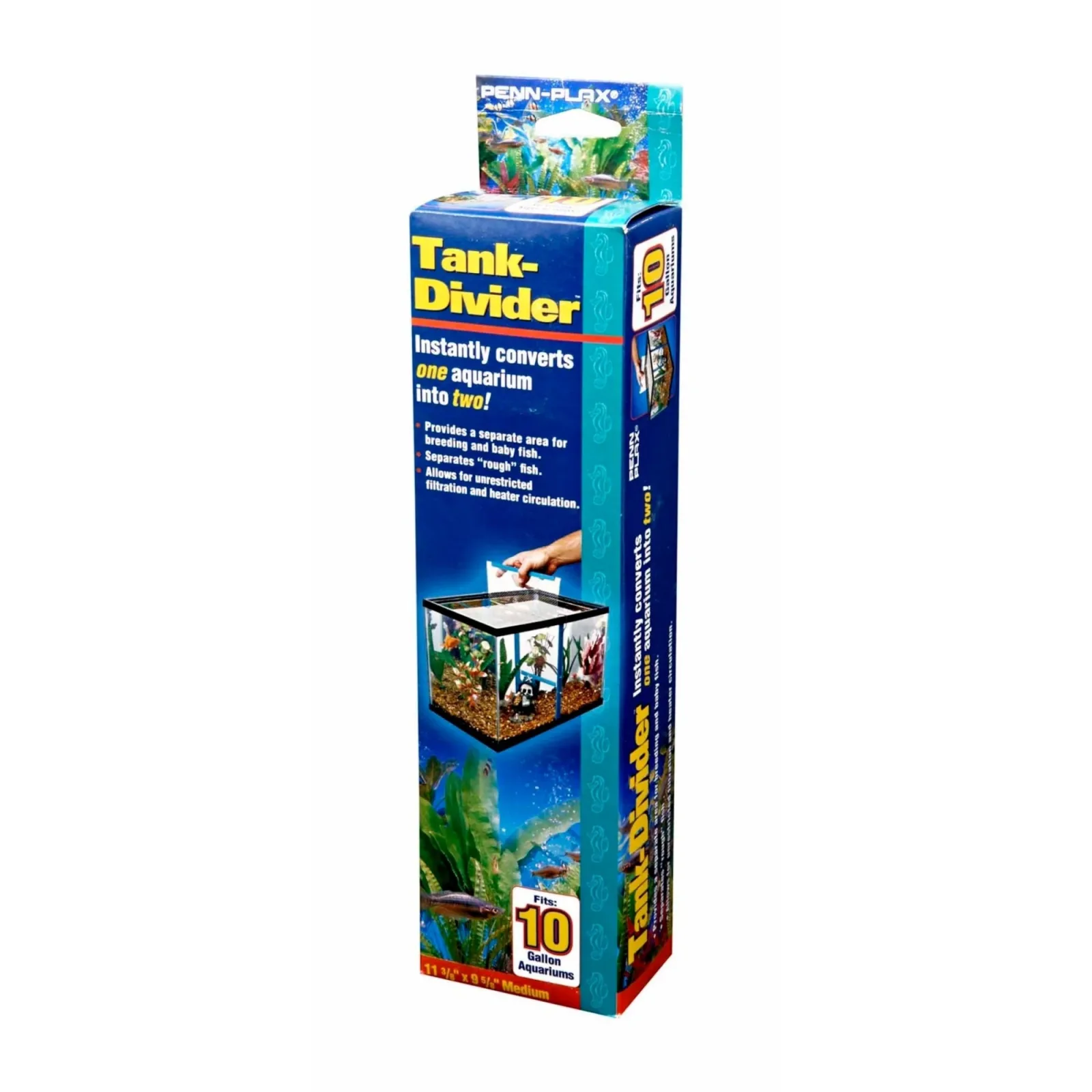 Penn-Plax Tank Divider Clear/Blue 10 gal, 11.37 x 9.62 in, Medium