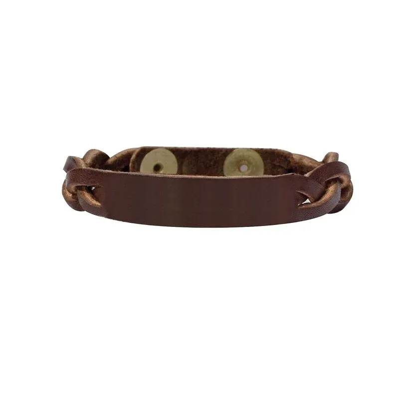 Perris Braided Leather BraceletBk/Wh - Image 2