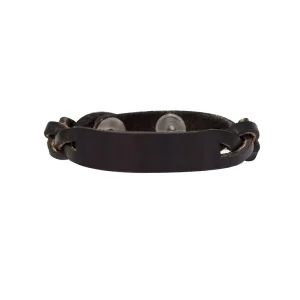 Perris Braided Leather BraceletBk/Wh