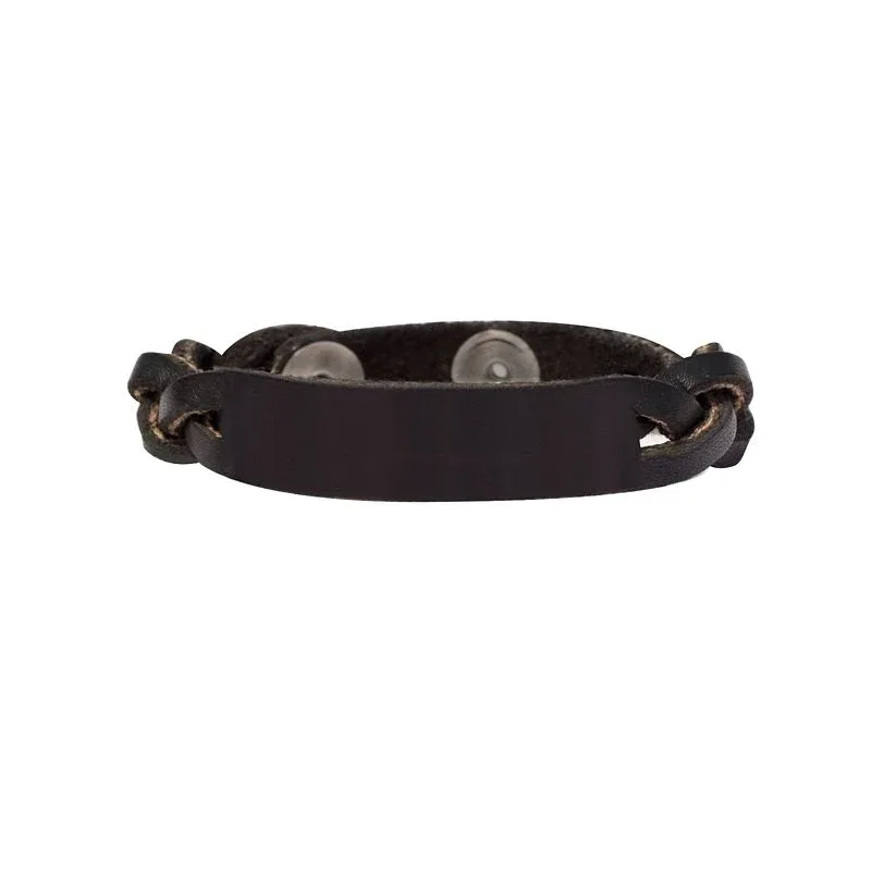 Perris Braided Leather BraceletBk/Wh