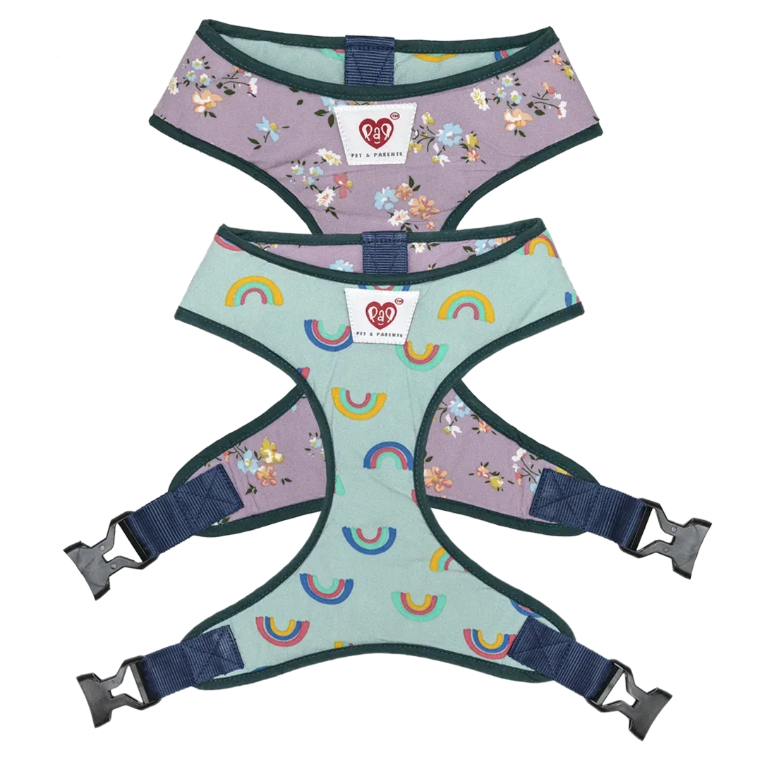 Pet And Parents Floral Rainbow Reversible Harness for Dogs