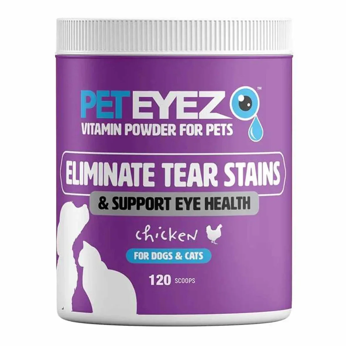 Pet Eyez Vitamin Powder For Dogs & Cats Chicken 120 Scoops