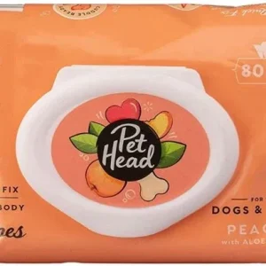 Pet Head Quick Fix Paw and Body Wipes for Dogs and Cats Peach with Aloe Vera