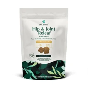 Pet Releaf Hip & Joint Releaf Organic Hemp Edibites Peanut Butter & Banana Flavor for Medium & Large Dogs