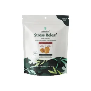 Pet Releaf Travel Size Stress Releaf Organic Hemp Edibites Peppered Bacon Flavor for All Dogs