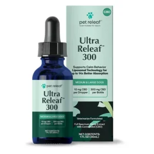 Pet Releaf Ultra Releaf Liposome Hemp Oil 300mg w/ Liposomal Technology for Maximum Absorption & Rapid Relief for Medium to Large Dogs