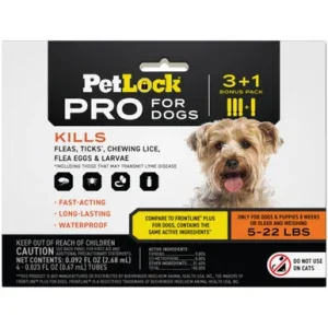 PetLock Pro Flea, Ticks & Chewing Lice Topical Prevention for Dogs (5