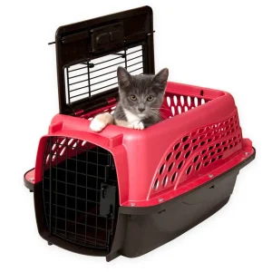 Petmate 2 Door Top Load Dog Kennel Hot Pink, Black 19 in