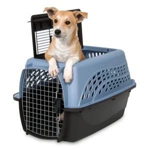 Petmate 2 Door Top Load Dog Kennel Pearl Ash Blue, Black 24 in