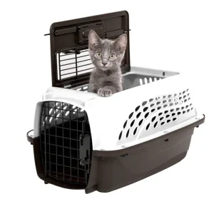Petmate 2 Door Top Load Dog Kennel Pearl White, Coffee Grounds 19 in