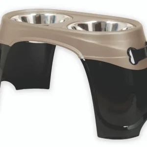 Petmate Easy Reach Diner Feeder Black/Pearl/Tan XL 14.5in