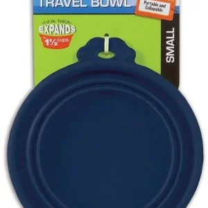 Petmate Round Silicone Travel Pet Bowl Blue