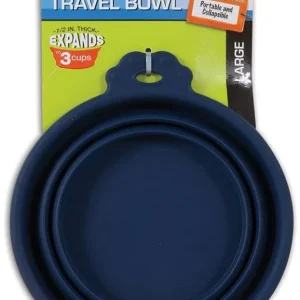 Petmate Round Silicone Travel Pet Bowl Blue
