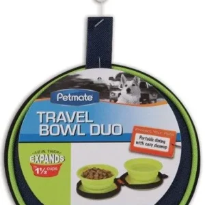 Petmate Silicone Travel Duo Bowl Green