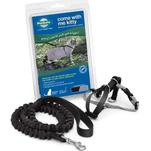 PetSafe Premier Come With Me Kitty Harness & Bungee Leash Combo Black/Silver SM