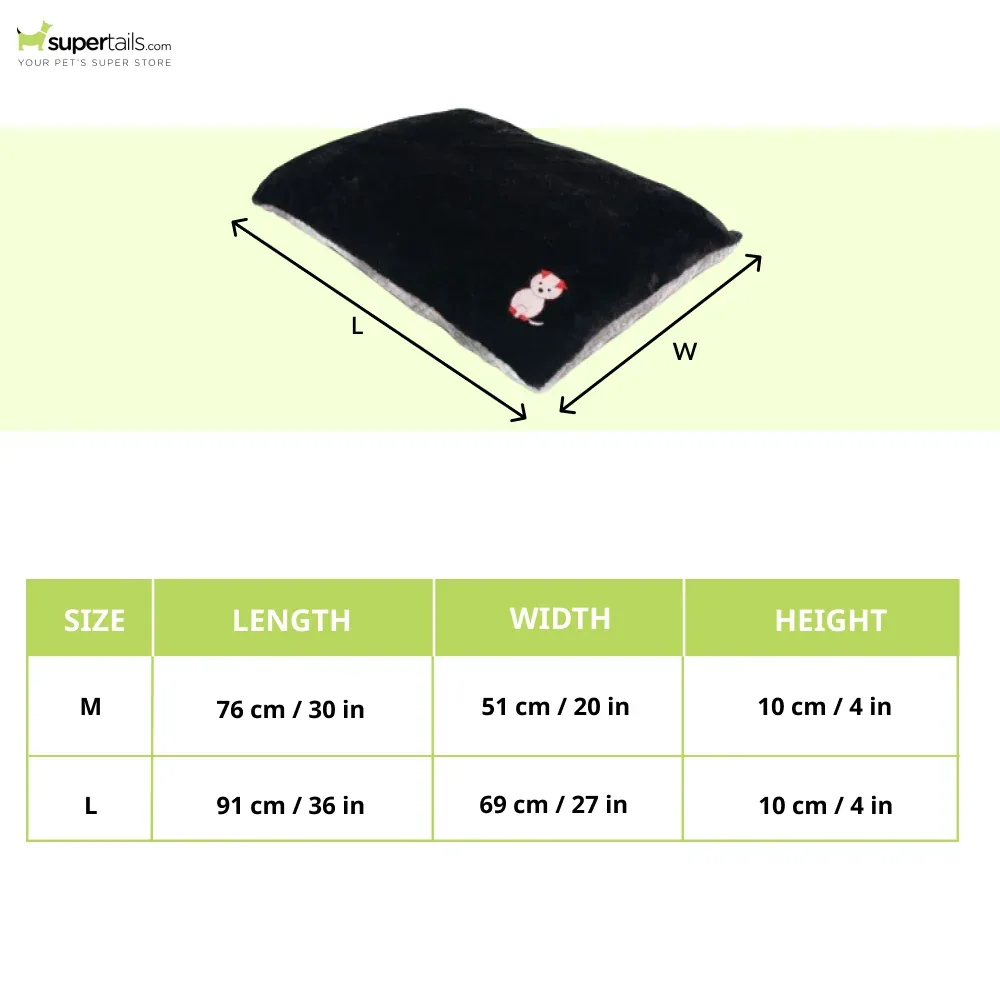 Petter World Luxury Reversible Chopped Foamed Pillow Bed with Soft Fur for Dogs (Jet Black) - Image 2
