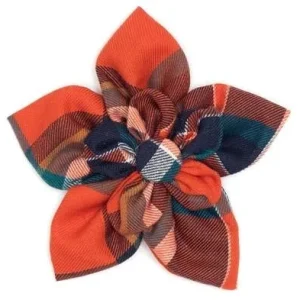Plaid Flower Slider - Orange And Navy