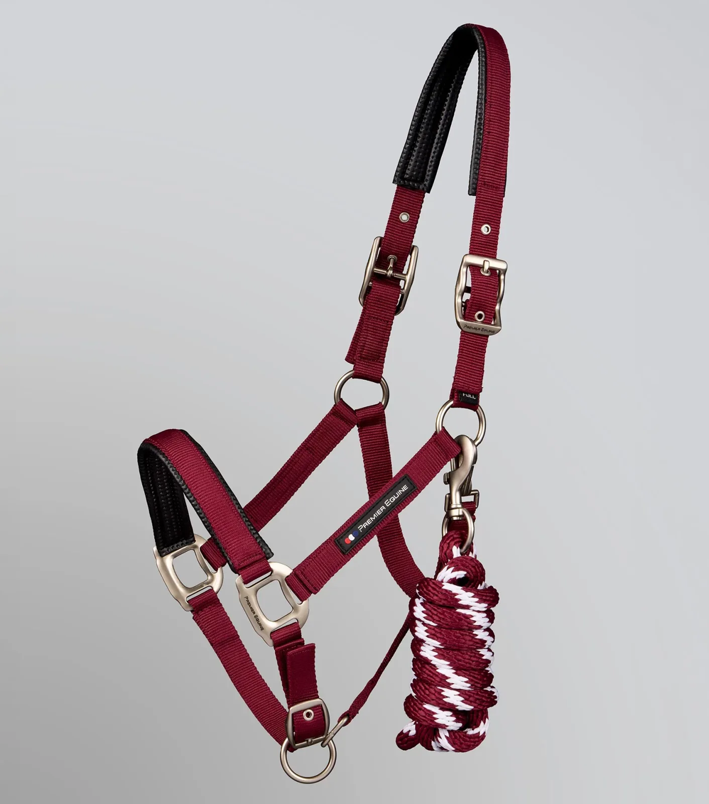 Plain Padded Head Collar with Lead Rope Burgundy - Image 2