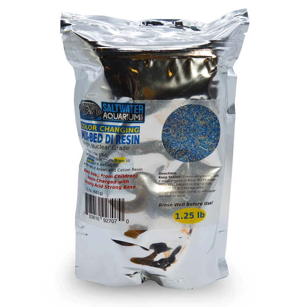 Premium Blend Bulk Deionization Resin Mixed Bed (Color Changing) RODI (1.25 lbs) Refill Bag (MB-DI-CI-1.25) - SaltwaterAquarium