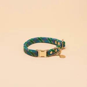 Saimin Flat Rope Collar - Tartan Green