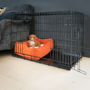 Dog Crate with Cosy & Calming Puppy Crate Bed in Pumpkin Velvet by Lords & Labradors