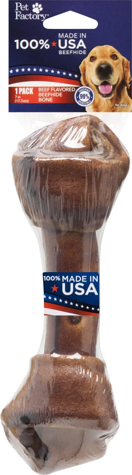 Pet Factory American Beefhide Basted Bone Beef Flavored Natural Dog Chew