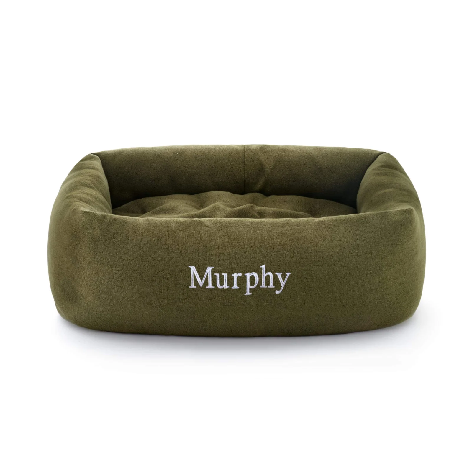 Olive Flannel Bolster Dog Bed