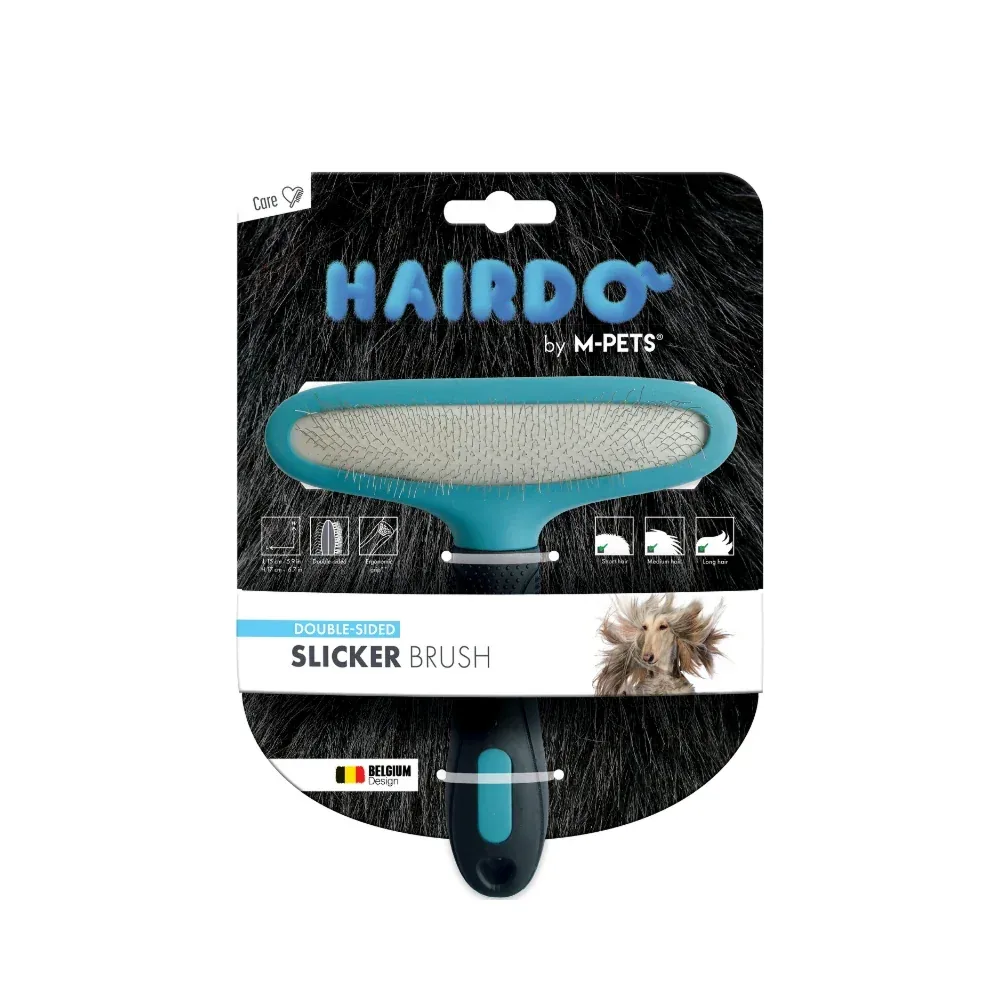 M Pets Double Sided Slicker Brush for Dogs (Black & Blue) - Image 2