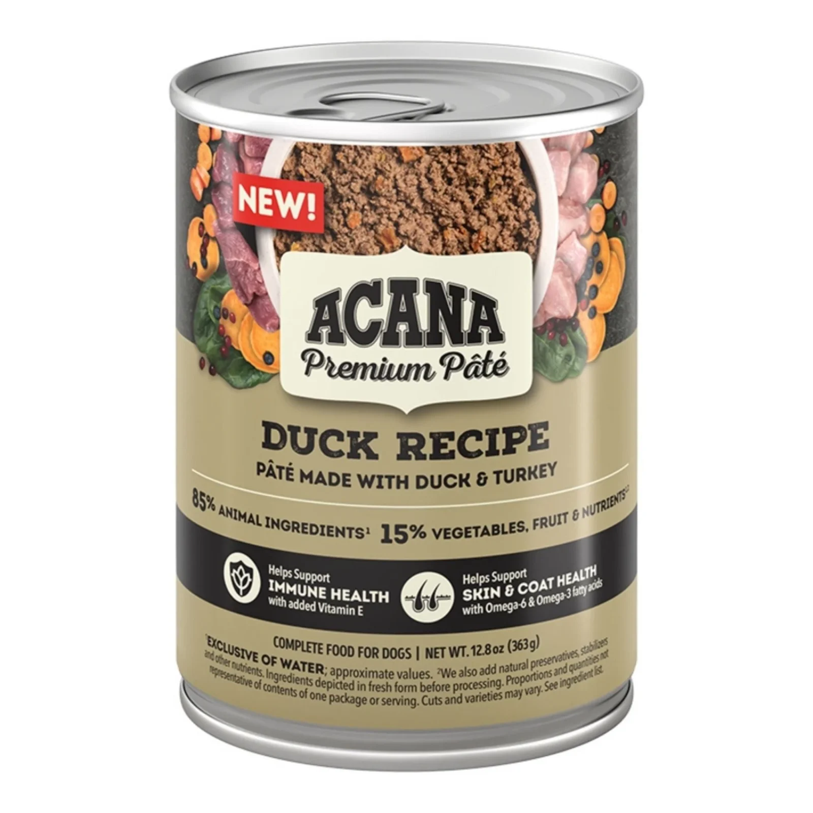 Acana Dog Grain-Free Premium Pate Duck Recipe in Bone Broth, 12.8 oz each, Case of 12