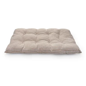 Mushroom Brown Gingham Dog Travel Mat