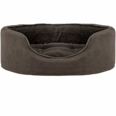 FurHaven Snuggle Terry & Suede Oval Pet Bed - Espresso (Extra Large) - Image 2