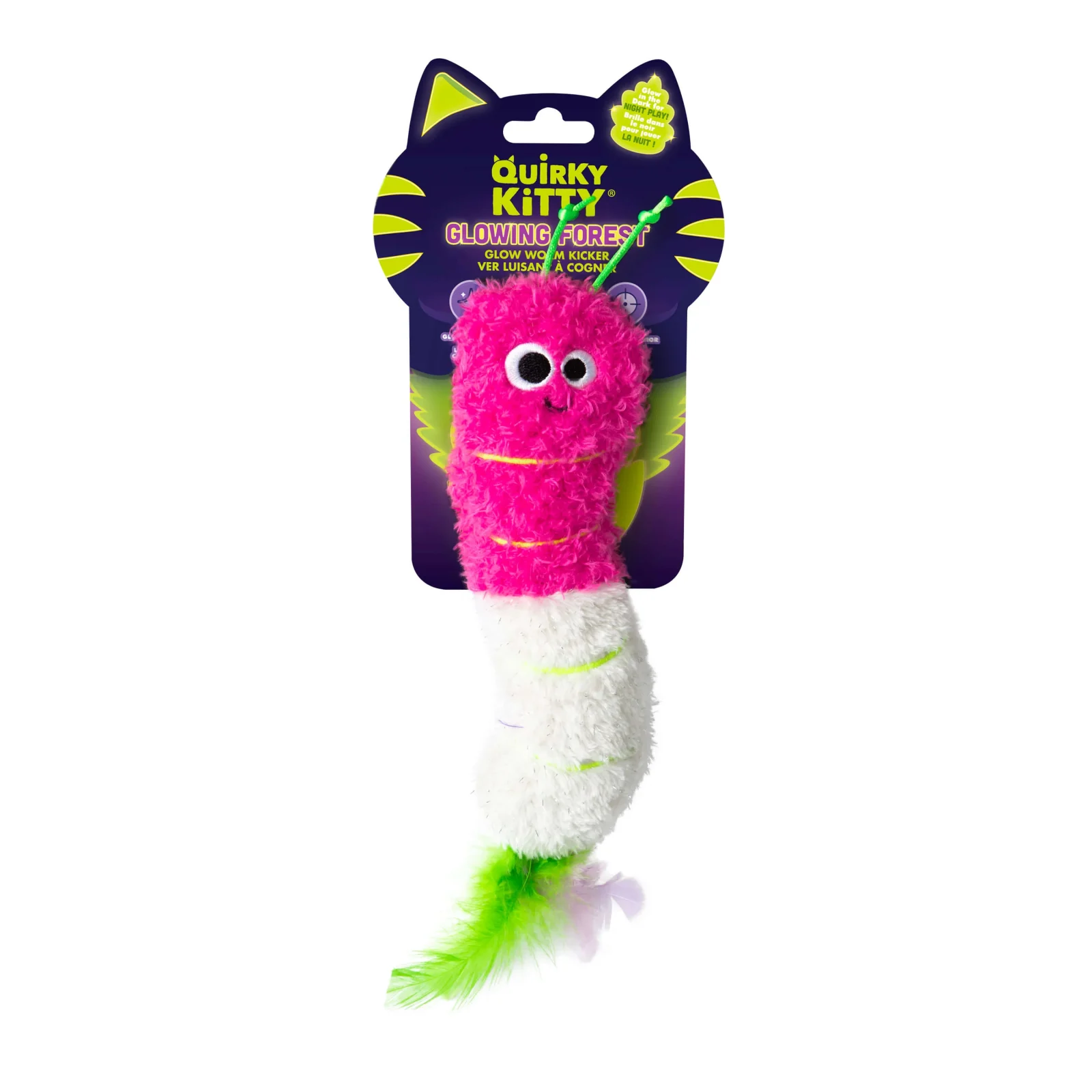 Quirky Kitty Glow Worm Kicker – Catnip & Silvervine Cat Toy That Glows at Night - Image 2