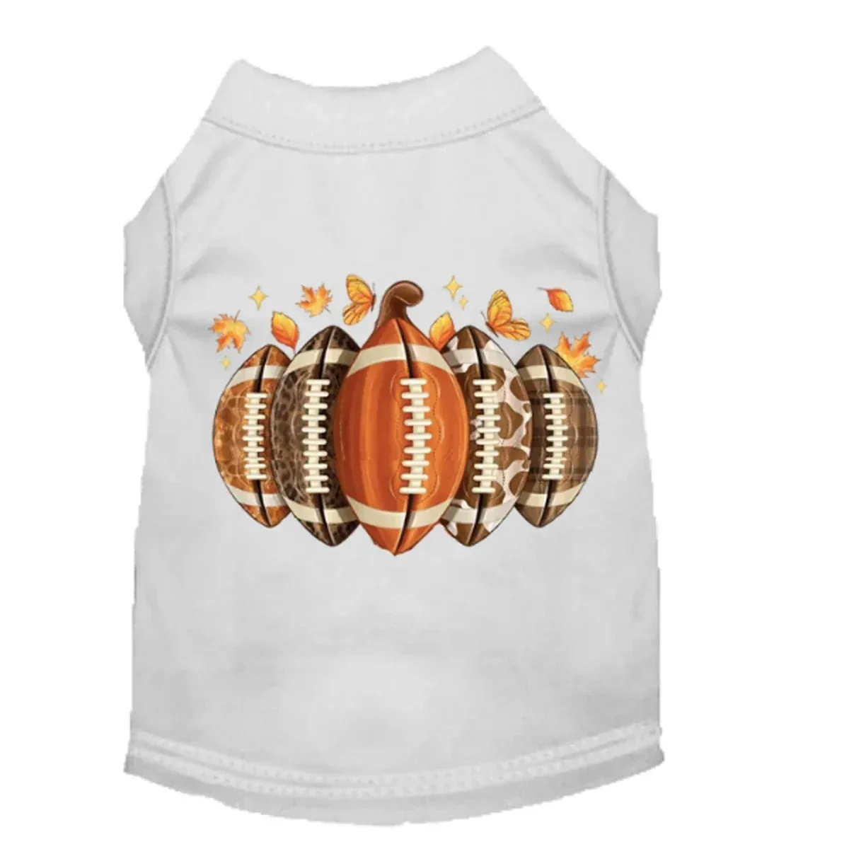 Autumn Touchdown Tail Tee - Dog Football Pumpkin T-Shirt