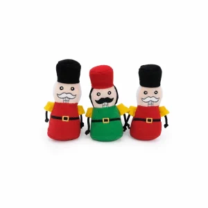 ZippyPaws Holiday Miniz Nutcrackers Plush Dog Toy, 3-Count