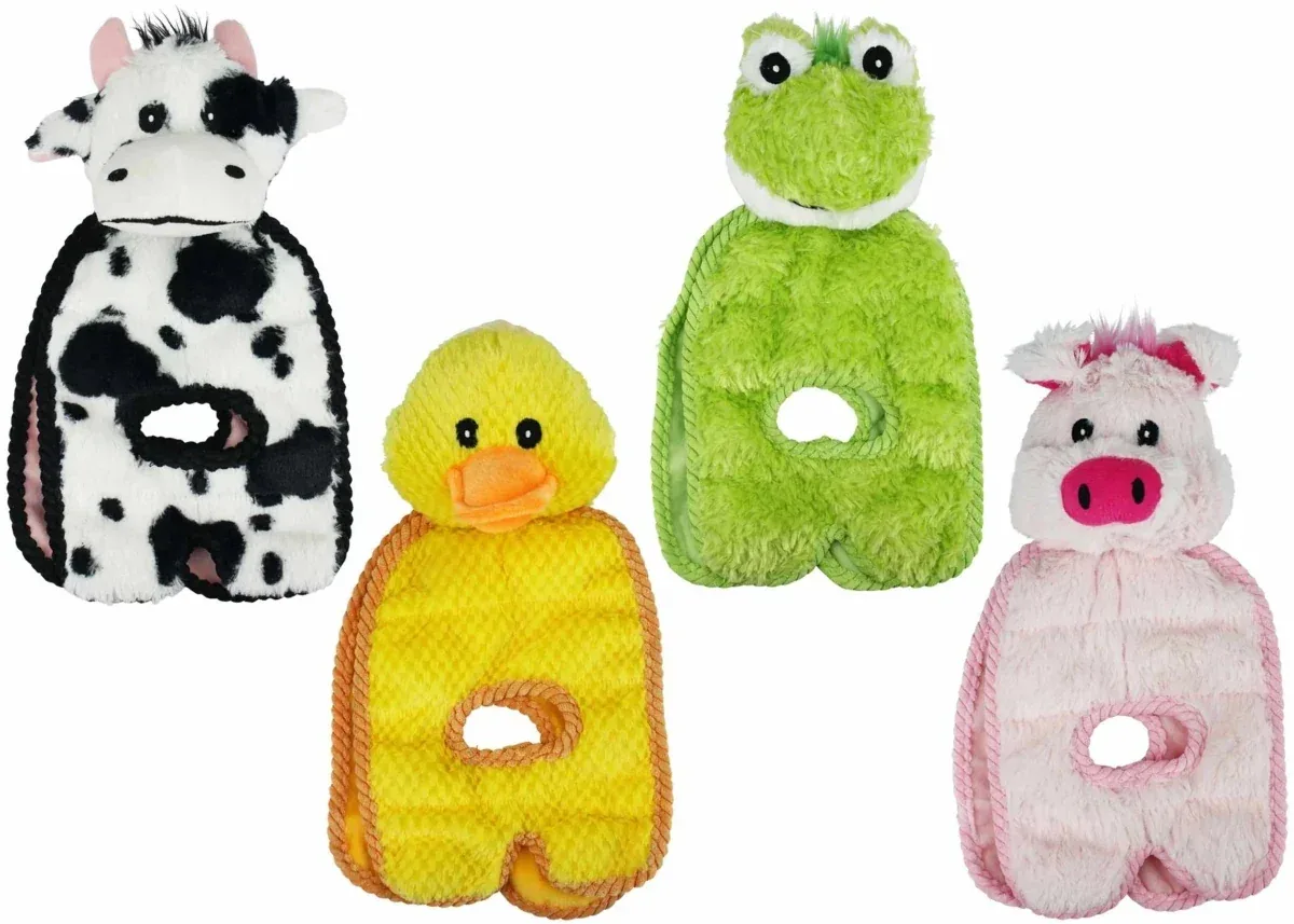 Multipet Tug O War Squeaker Mat Plush Dog Toy Assorted Animals 14 in - Image 2