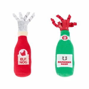 ZippyClaws Holiday Catnip Crusherz Reindeer Beer & Elf Nog Cat Toy, 2-Count
