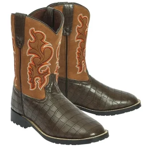TuffRider Children's Grand Teton Square Toe Western Boot- Brown with Black- 10C