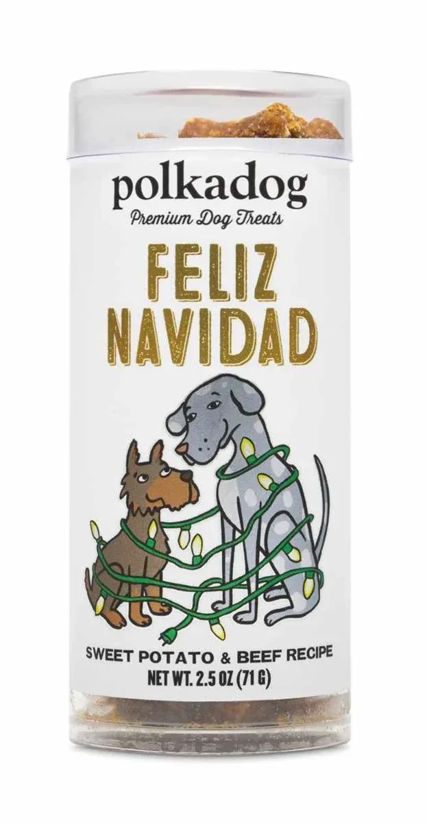 Polkadog Holiday Mini Tube: Feliz Navidad, Sweet Potato and Beef 2.5 oz - Image 2