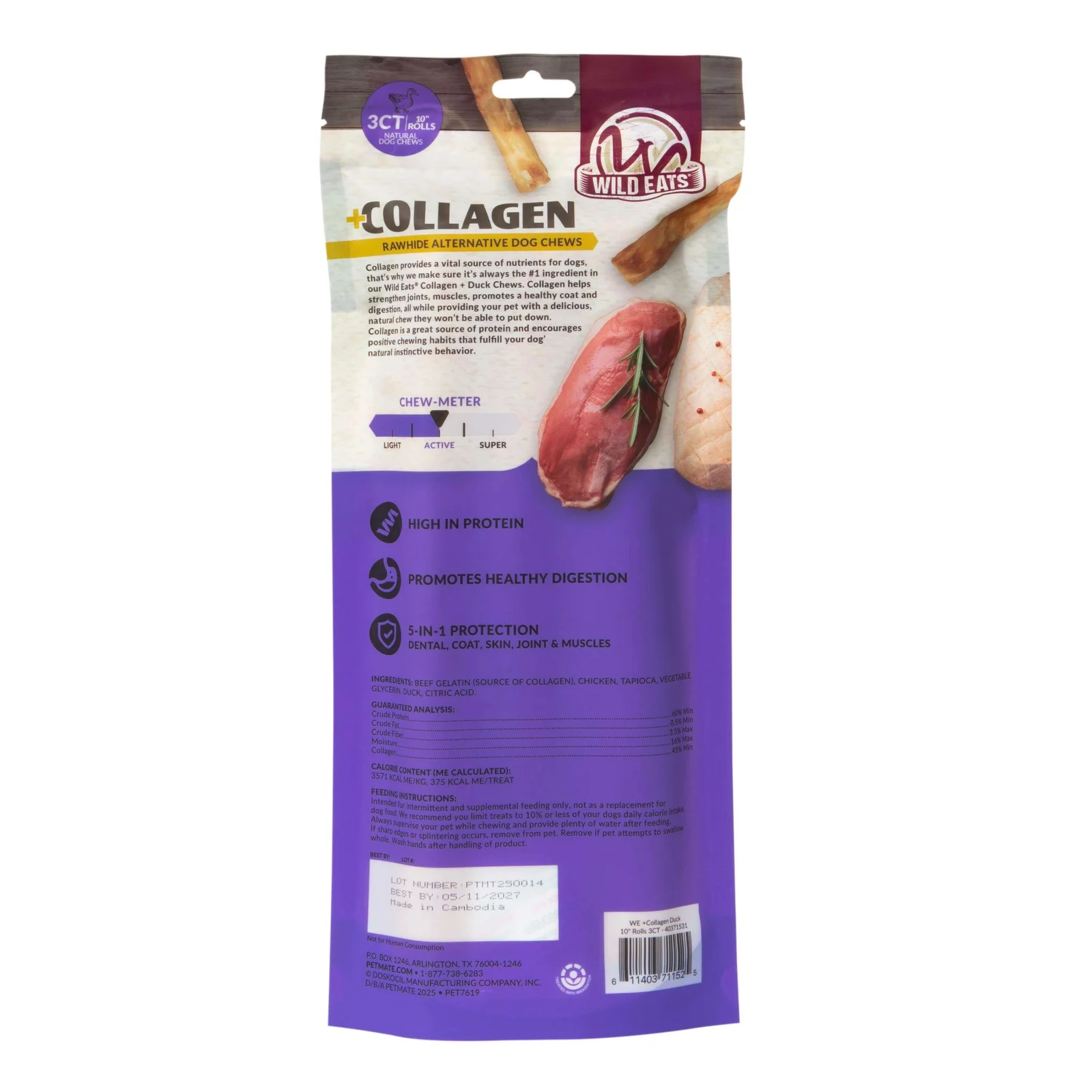 Wild Eats Duck Flavored Collagen Retriever Adult Rolls - Image 2