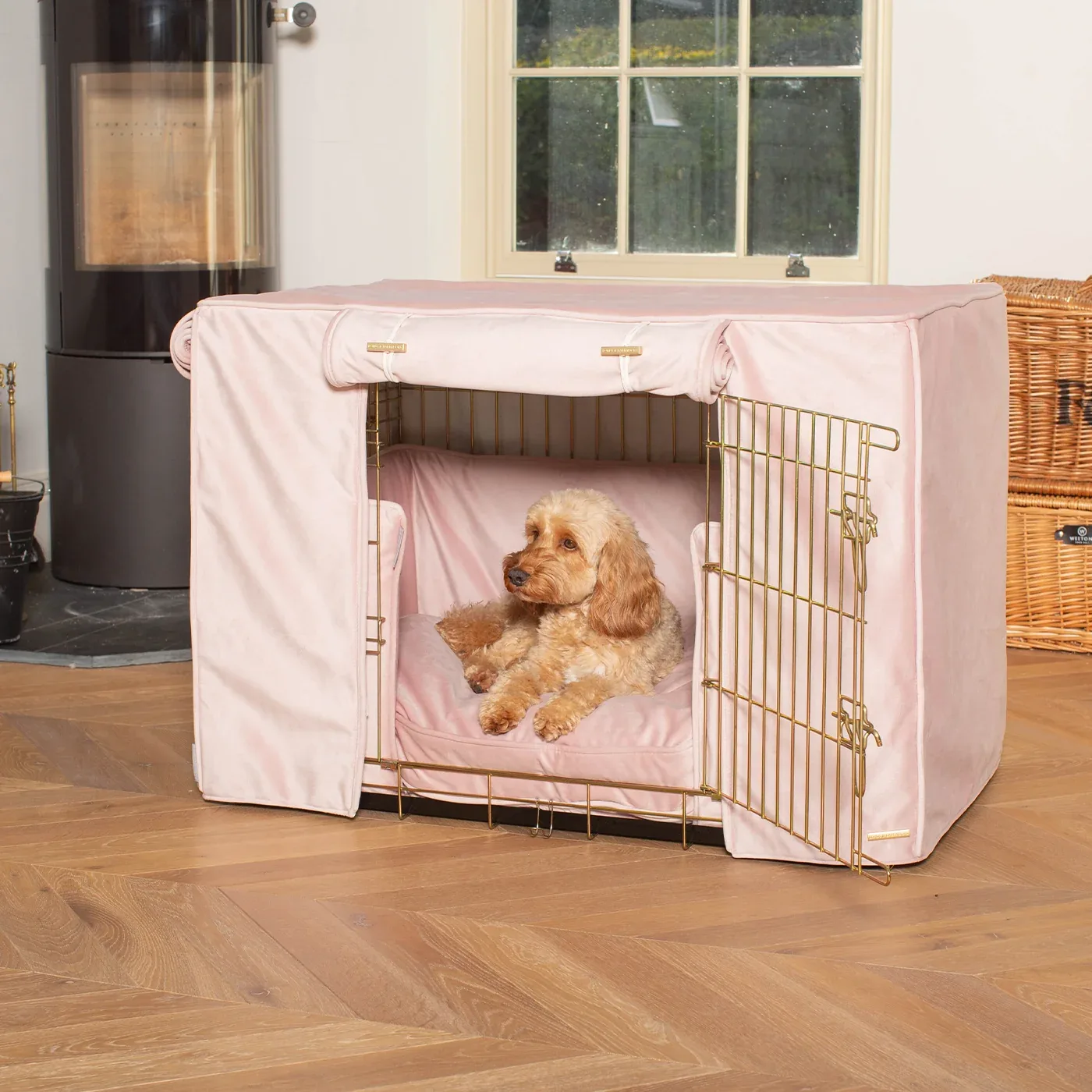 Dog Crate Set In Blossom Velvet by Lords & Labradors - Image 2